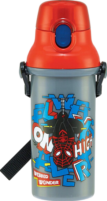Skater AG彈蓋直飲水壺, 蜘蛛人 紅色 + 灰色, 480ml, 1個