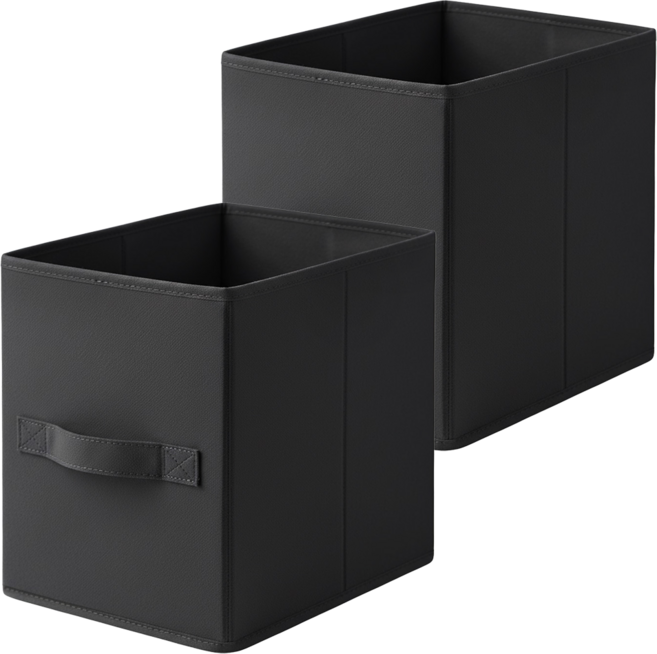 UdiLife 優的生活大師 折折 深型小置物收納盒 衣櫃 書櫃 整理, 黑色, 2個