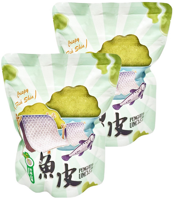 澎湖伯 芥末山葵風味魚皮, 2包, 70g