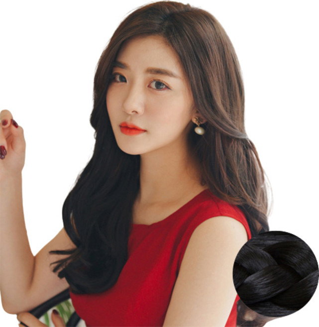 가발나라 9부 U자형 반가발 풀커버피스 내츄럴 셋팅펌, 다크블랙, 1개