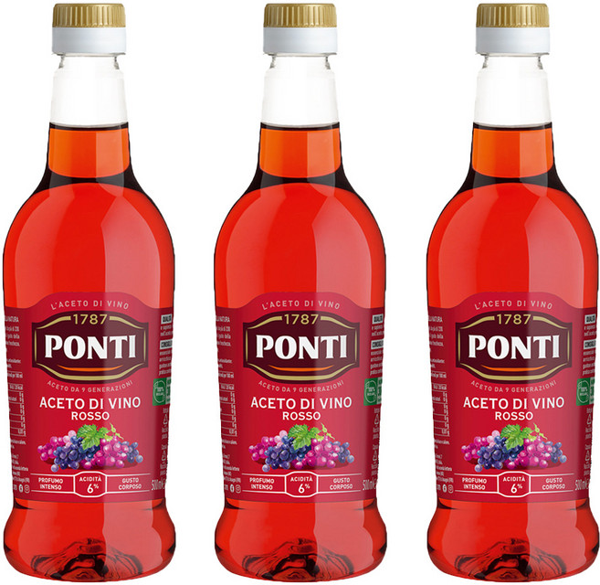 PONTI 紅酒醋, 500ml, 3瓶