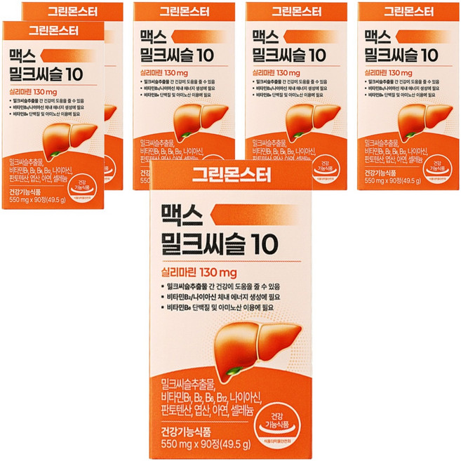 그린몬스터 맥스 밀크씨슬 10 3개월분, 90정, 6개