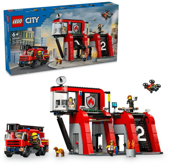LEGO 樂高 60414 Fire Station with Fire Engine, 消防局和消防車, 1盒