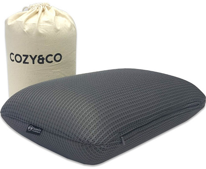 코지앤코 포터블 메모리폼 캠핑베개 7D, 메쉬그레이, 1세트