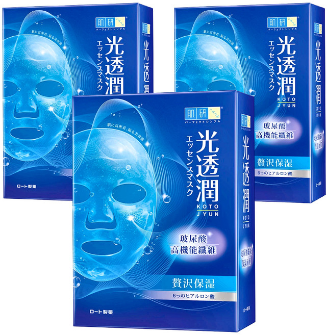 HADALABO 肌研 台灣公司貨 光透潤玻尿酸纖維保濕面膜 28ml, 6片, 3盒