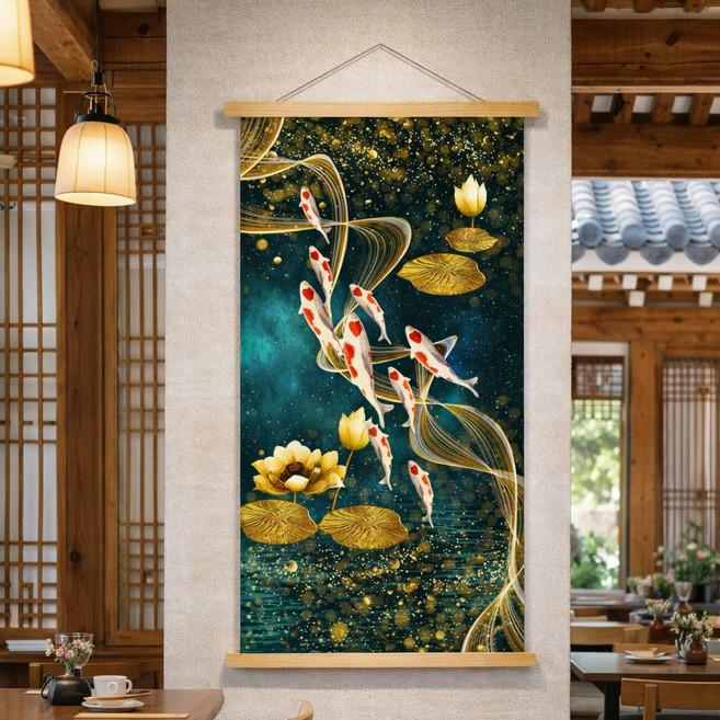 살림만렙 재물복 행운 들어오는 구어도 풍수 인테리어 그림 액자 소품, 비단잉어