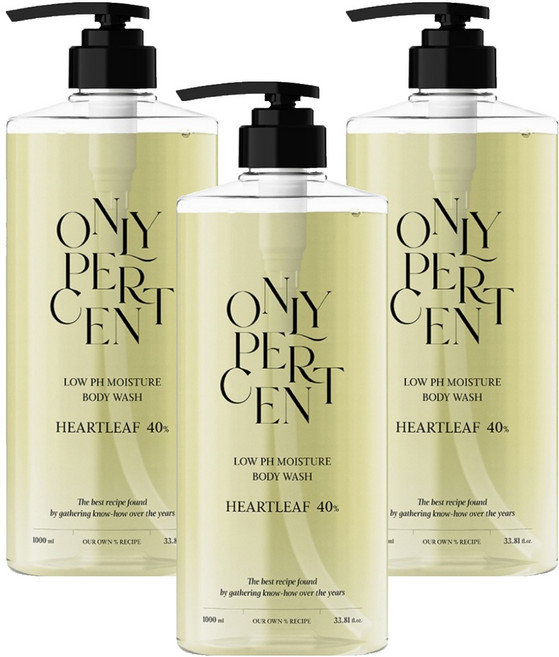 온리퍼센트 어성초 40 약산성 모이스처 바디워시, 3개, 1L