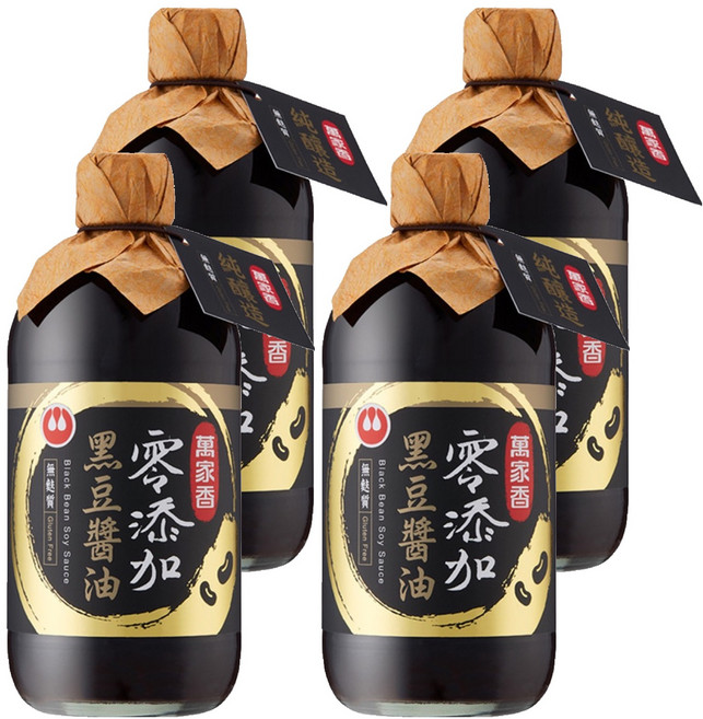 萬家香 零添加黑豆醬油 無麩質 不含糖分, 450ml, 4瓶