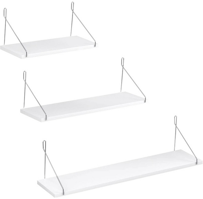 부스마켓 모던 침실 벽걸이 선반 3종 세트, 화이트