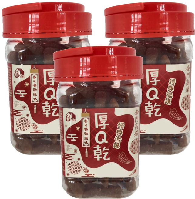 良澔 卡恰高粱辣味厚Q條 經典微辣 香Q勁脆 金門高粱, 280g, 3罐