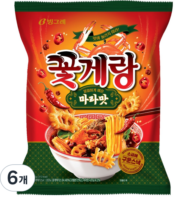 꽃게랑 마라맛, 60g, 6개