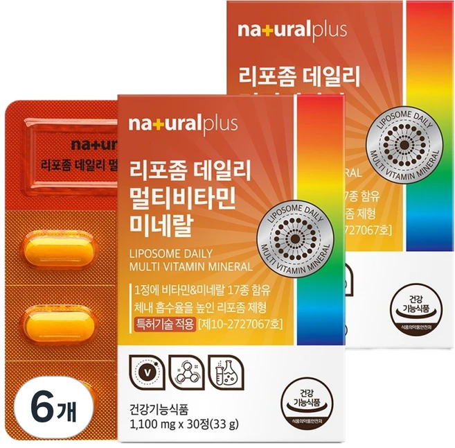 내츄럴플러스 리포좀 데일리 멀티비타민 미네랄 33g, 30정, 6개 - 쿠팡