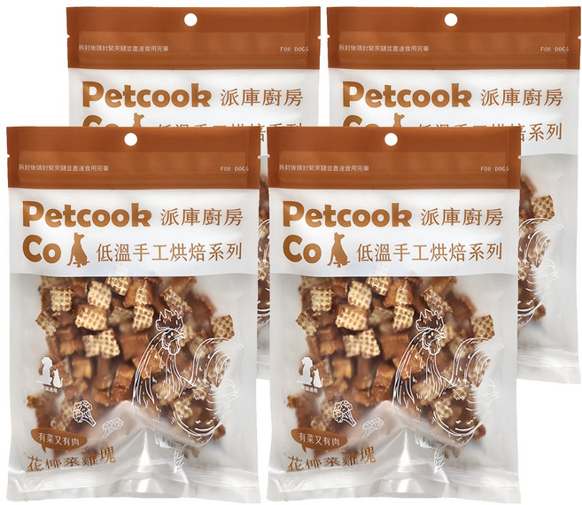PETCOOK 派庫廚房 低溫手工烘焙系列 寵物零食, 90g, 4包, 花椰菜雞塊