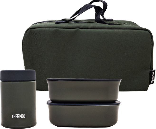 THERMOS 膳魔師 真空保溫悶燒罐/便當盒 附保溫袋 JEA-801-KKI, 卡其色, 1個