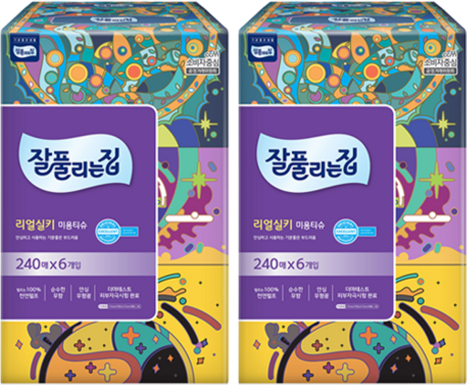 잘풀리는집 천연펄프 미용티슈 2겹, 240매입, 12개