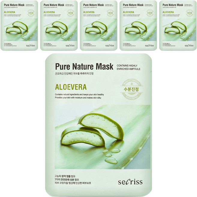 안스킨 시크리스 퓨어 네이처 마스크팩 알로에베라 25ml, 6개, 1개입