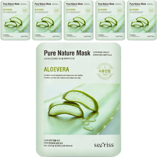안스킨 시크리스 퓨어 네이처 마스크팩 알로에베라 25ml, 6개, 1개입 - 쿠팡