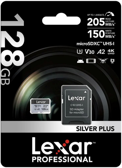 Lexar 雷克沙 Silver Plus MicroSDXC UHS-I U3 A2 記憶卡, 128GB, 1個