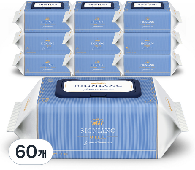 아이러브베베 시그니앙 오블루 물티슈 캡형, 75g, 77매, 60개