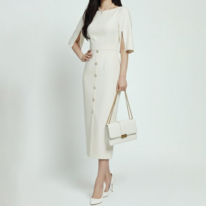 페이퍼먼츠 루아르 골드버튼 슬림 원피스 13971