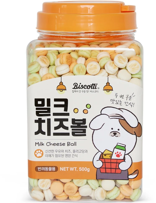 비스코티 반려동물 비스켓, 혼합맛(밀크/치즈), 500g, 1개 - 쿠팡