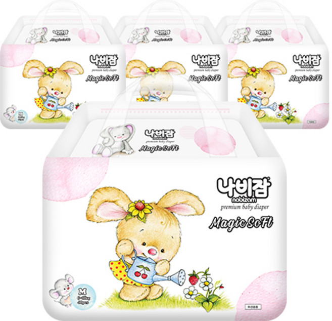 nabizam Magic Soft 黏貼型尿布 嬰幼兒用, 160張, 中型(M)