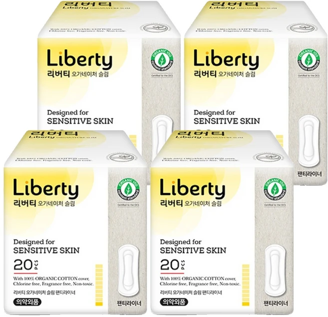 리버티오가네이처 슬림, 팬티라이너, 20개입, 4개 - 쿠팡