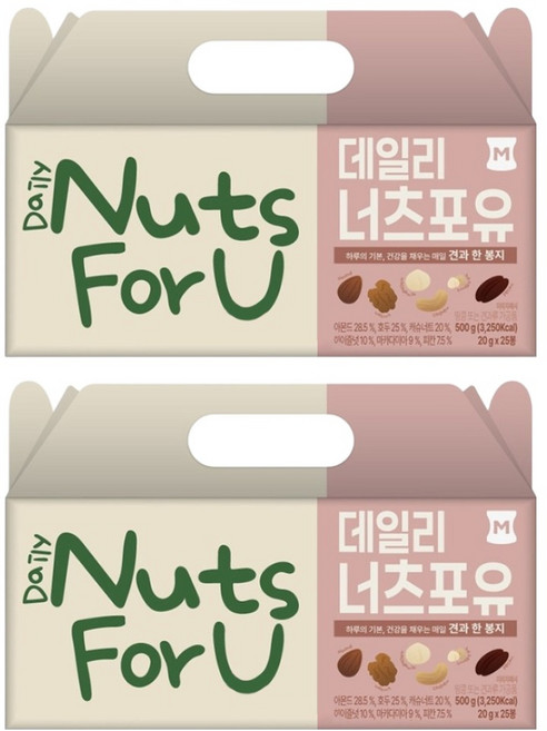 머거본 데일리 너츠포유 믹스넛, 500g, 2개