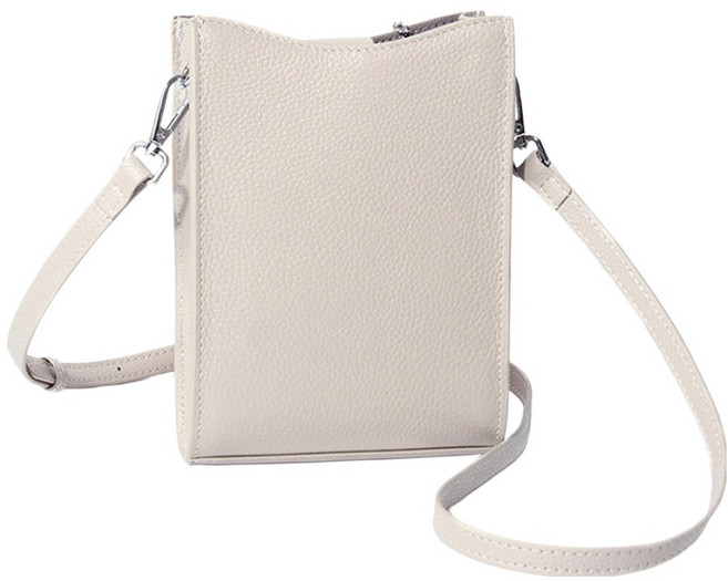 真皮頭層牛皮女士隨身斜背包/肩背小包/手機包/女包 LB1053, 白色, 1個