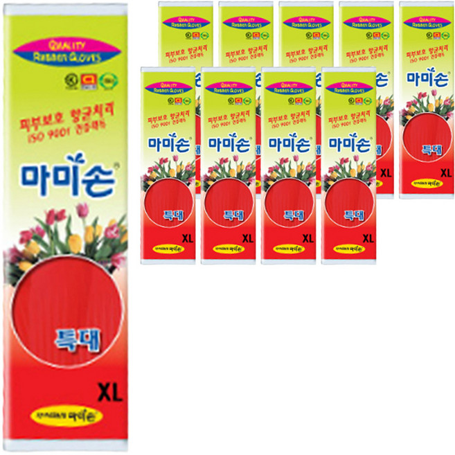 마미손 고무장갑, 레드, 특대(XL), 10개