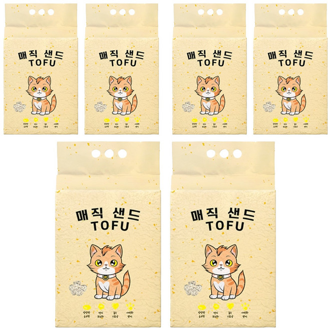 메디펫 응고형 매직 고양이 두부모래 가는입자, 10L, 6개, 무향