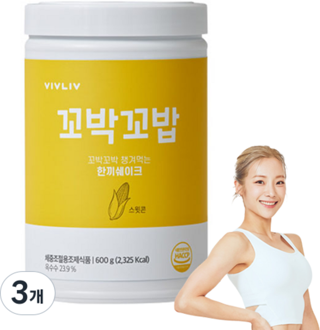 비브리브 꼬박꼬밥 한끼쉐이크 스윗콘맛, 600g, 3개