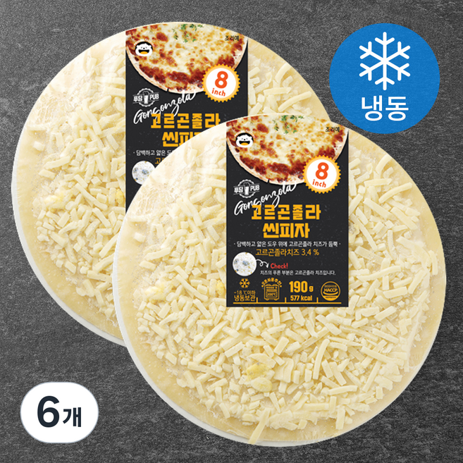 푸딩팩토리 고르곤졸라 씬피자 8 (냉동), 190g, 1개입, 6개