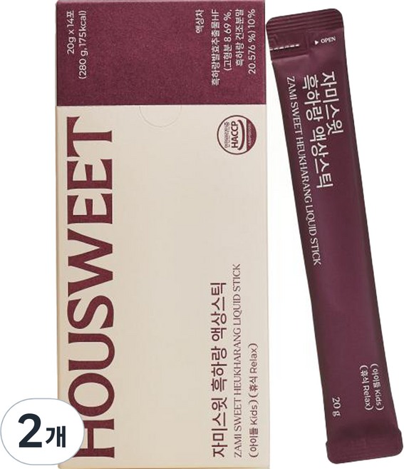 하우스윗 정품 자미스윗 흑하랑 상추 무설탕 액상스틱 사과맛 14p, 280g, 2개