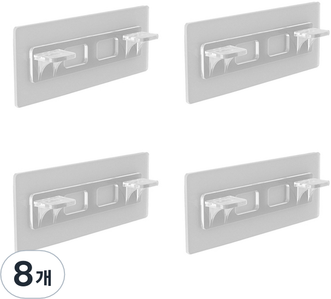 구디푸디 무타공 선반 받침대 부착식 후크, 투명, 8개