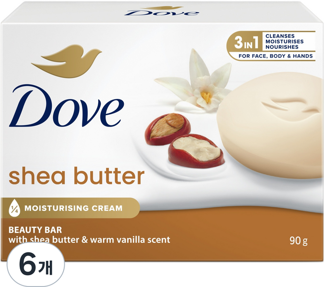 Dove 多芬 乳木果油美膚潔膚皂, 90g, 6入