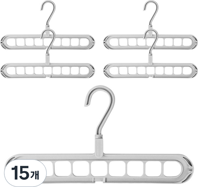 마켓플랜 9구 다용도 무빙 옷걸이, 그레이, 15개