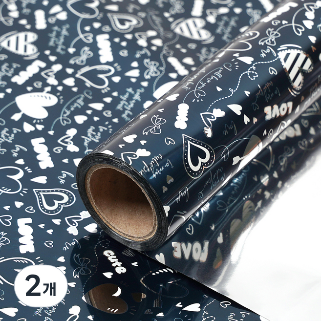 심쿵하트 증착 포장지 대 53cm x 17m, 네이비, 2개