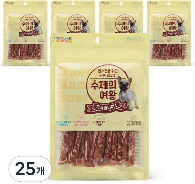 더주스 강아지 수제의여왕 건조간식, 오리슬라이스, 70g, 25개