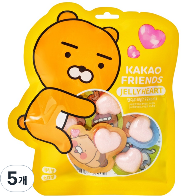 카카오프렌즈 젤리 하트, 50g, 5개