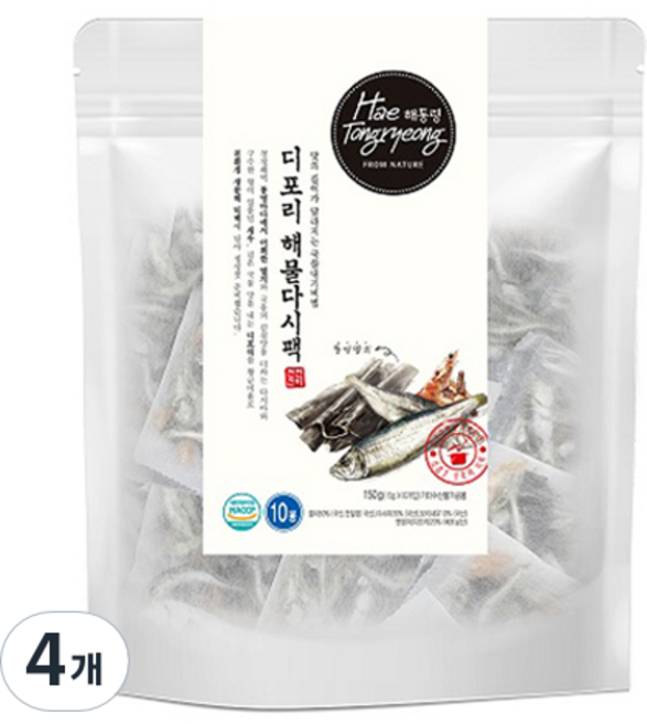 해통령 디포리해물 다시팩 10p, 150g, 4개