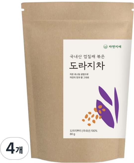 자연지애 국내산 볶은 도라지차, 80g, 4개, 1개입