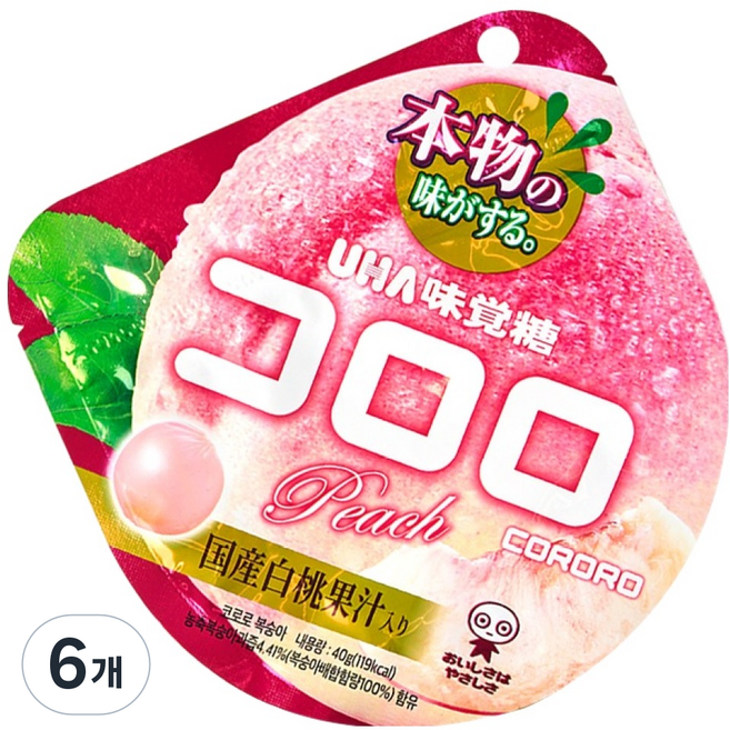 코로로 미카쿠토 복숭아맛 젤리, 40g, 6개
