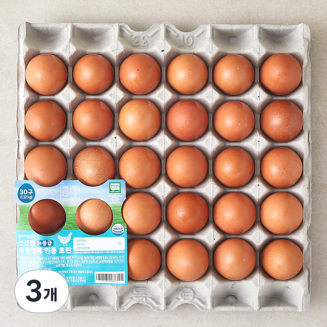 곰곰 신선한 1+등급 무항생제 인증 초란, 30구, 3개