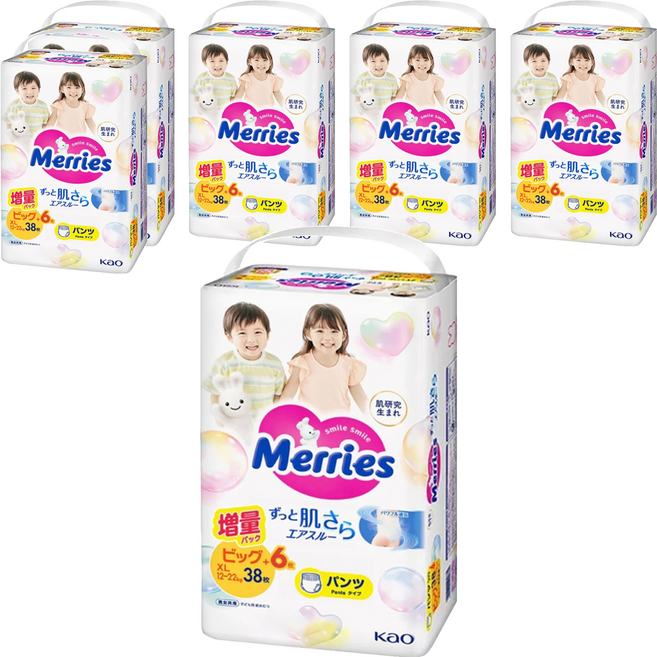 Merries 妙而舒 日本境內版 金緻柔點透氣褲型尿布 12~22kg, XL, 264片