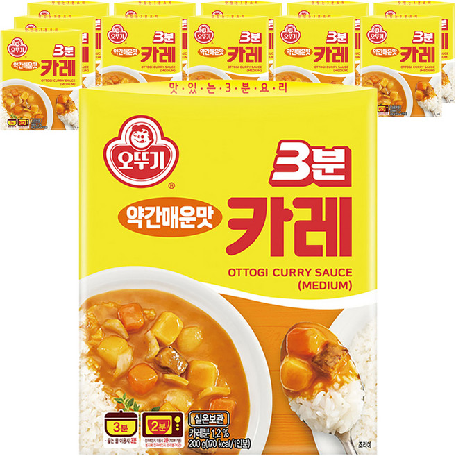 오뚜기3분 카레 약간매운맛, 200g, 12개