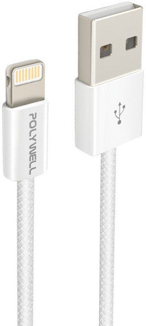 POLYWELL 寶利威爾 USB To Lightning PD編織快充線 3A PW15-W45-M905, 3m, 灰白色, 1條