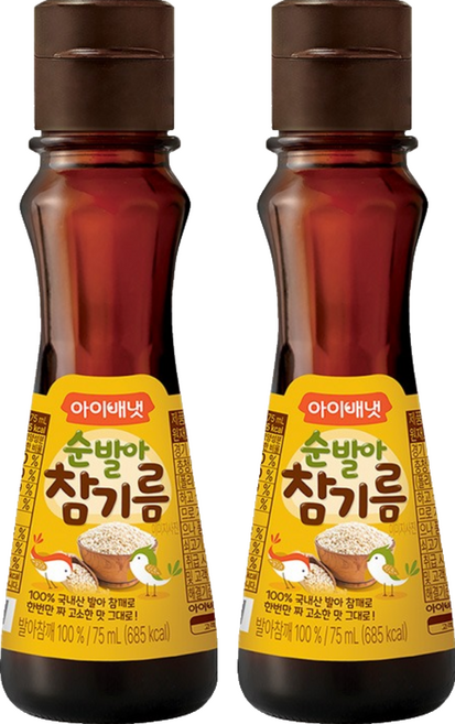 아이배냇 순 발아 참기름, 참깨, 2개, 75ml