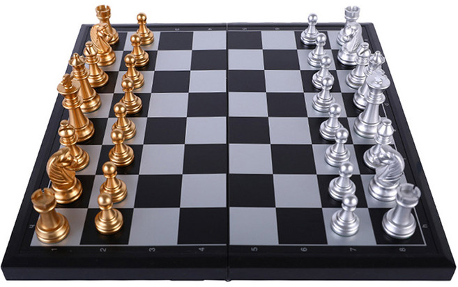 하이투데이 메탈 자석 휴대용 접이식 체스 세트 33cm, 혼합색상, 1개