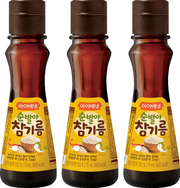 韓國 ivenet 孩童專用芝麻油, 芝麻口味, 75ml, 3瓶
